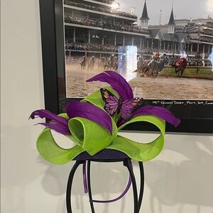 Striking Green and Purple Women's Derby Fascinator